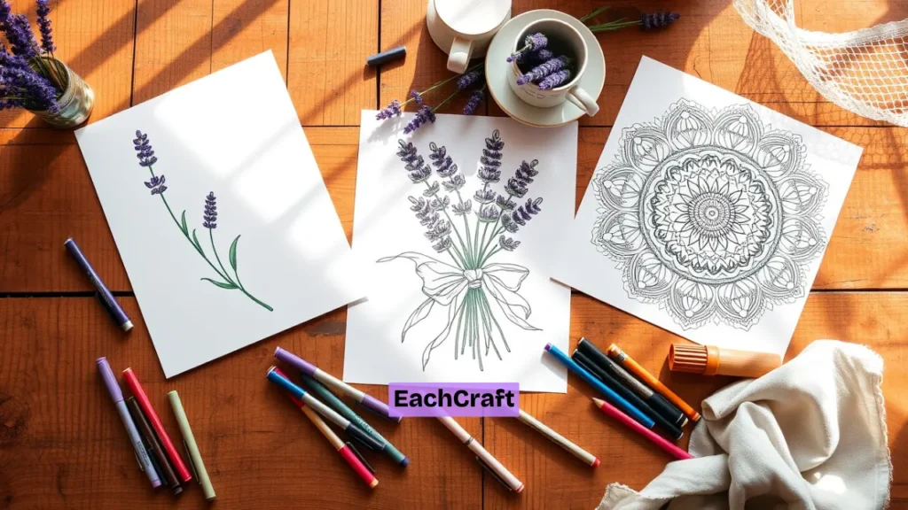 Beautiful lavender coloring pages (free pdf printable)