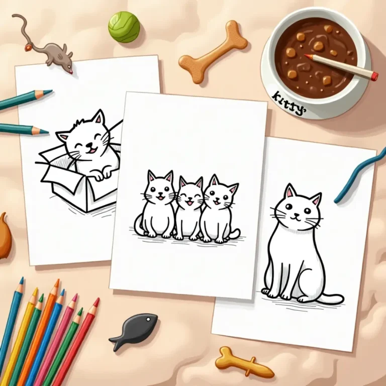 Cat coloring pages (free pdf printables)