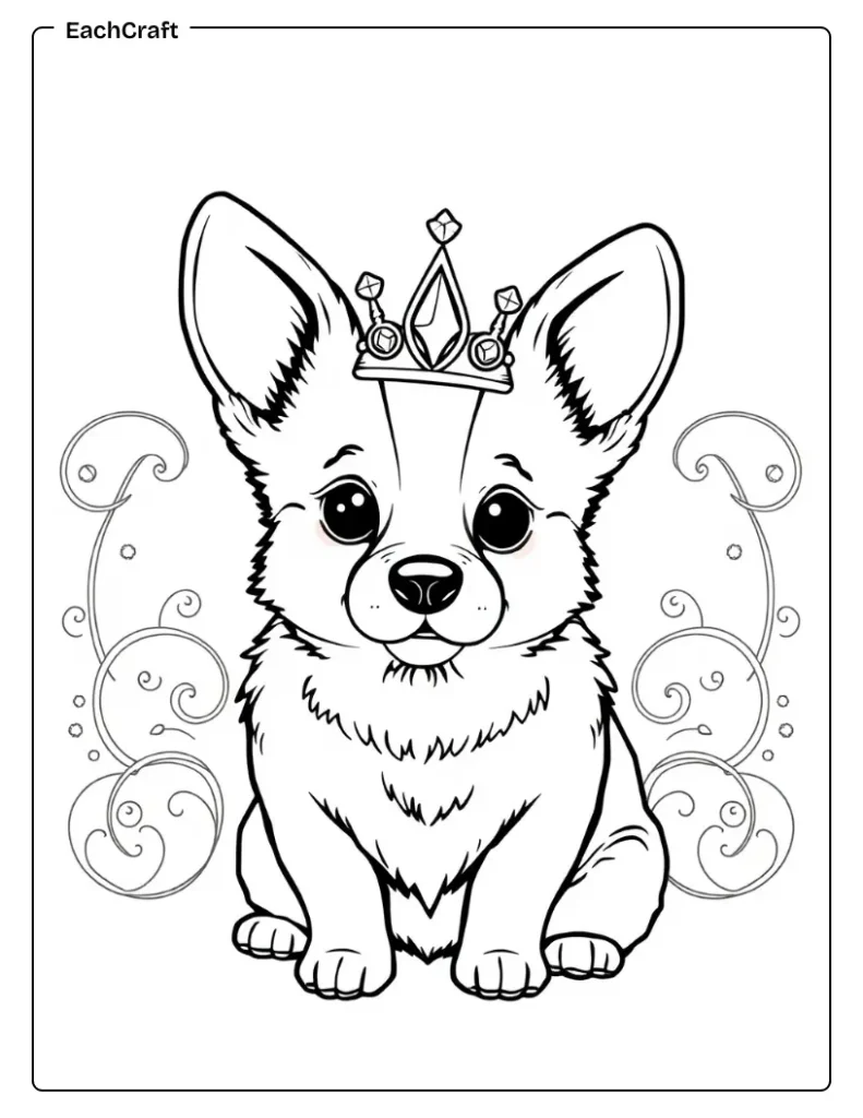 Corgi wearing crown