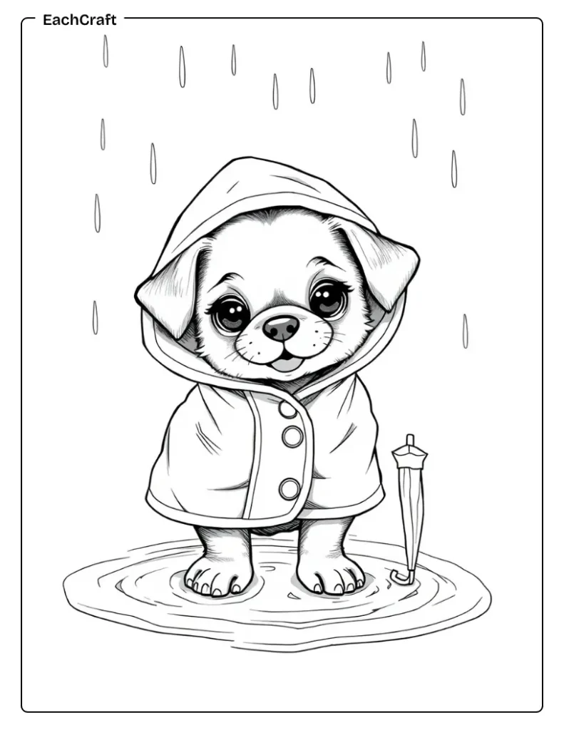 Cute dog wearing raincoat