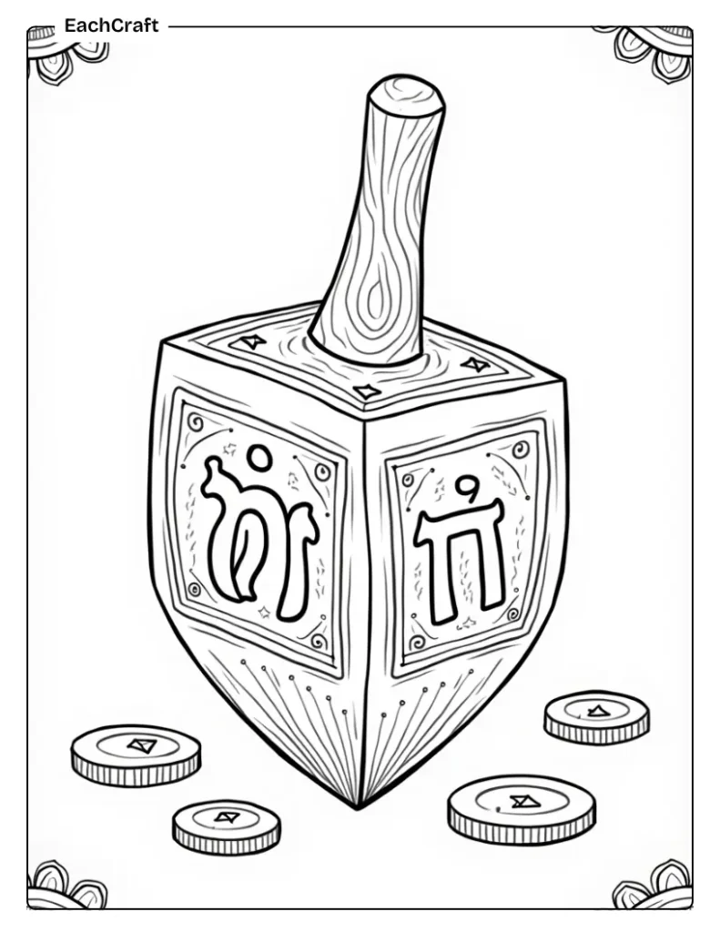 Dreidel with hebrew letters