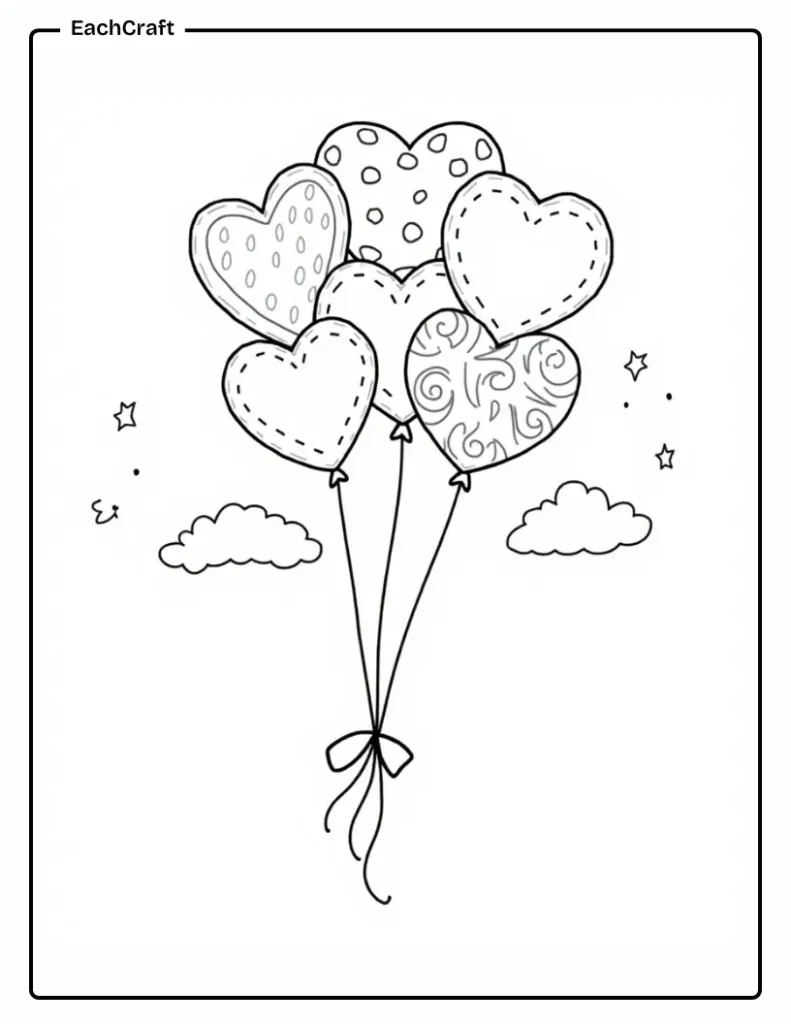 Heart balloons floating in the air
