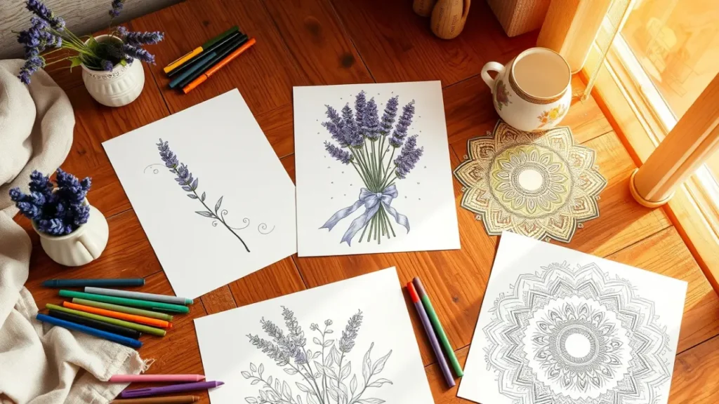 Lavender coloring pages (free pdf printable)