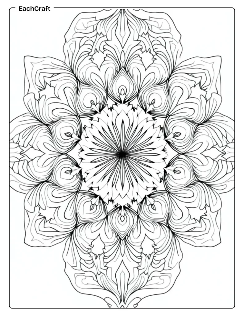 Mandala style rose coloring page