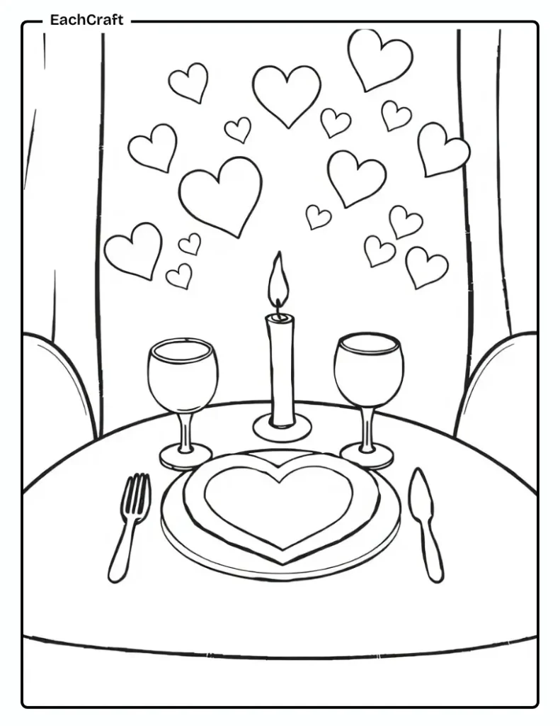 Romantic dinner table with candles and roses