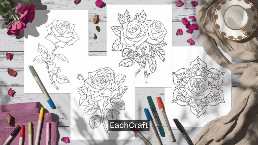 Rose coloring pages