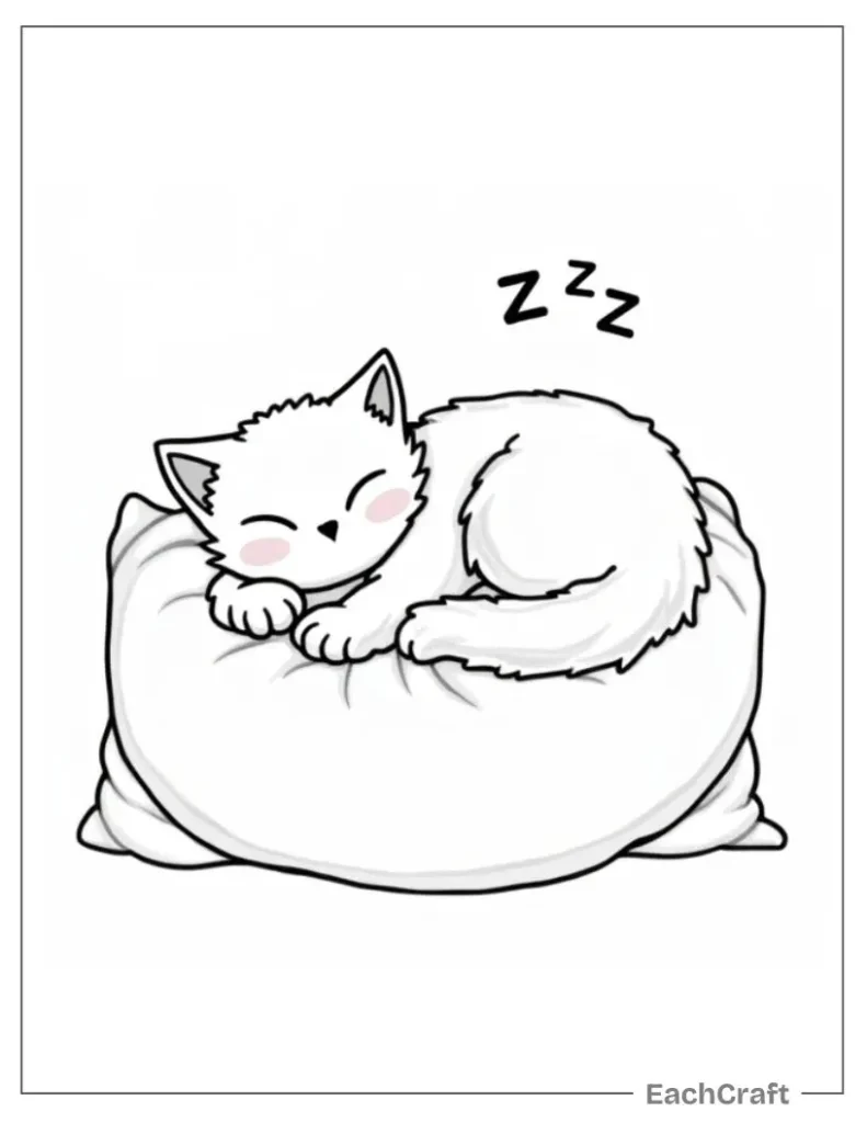 Sleeping cat on pillow