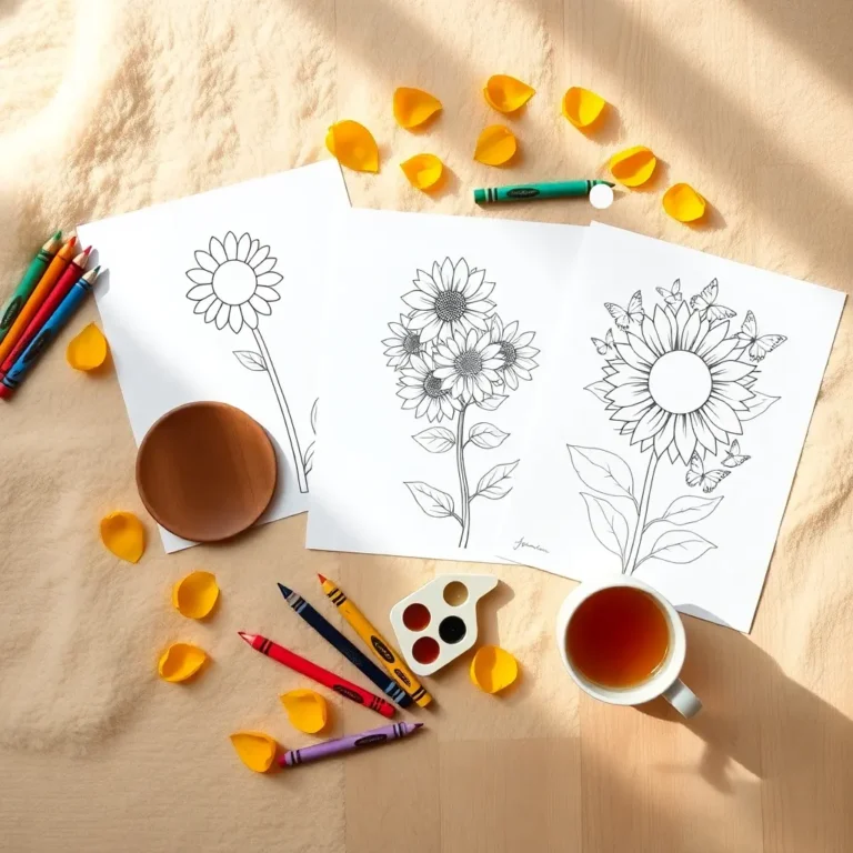 Sunflower coloring pages (free pdf printables)