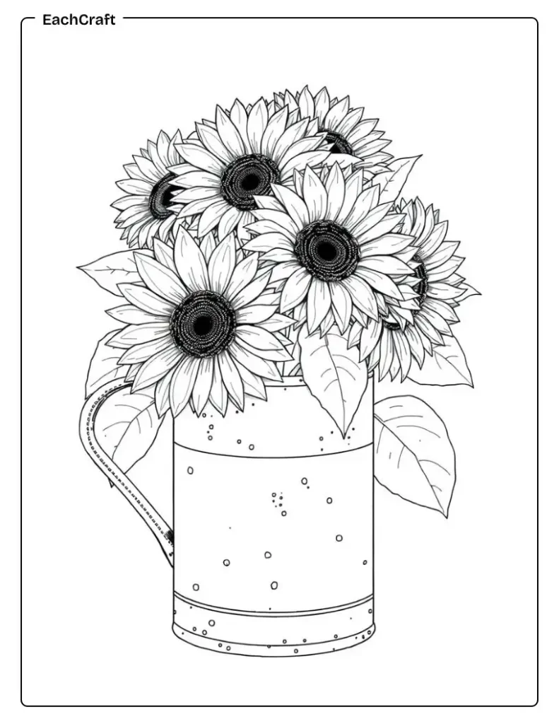 Sunflower in old rustic mug