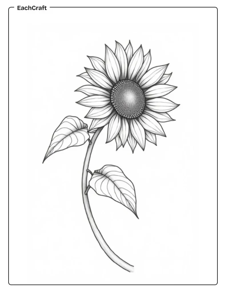 Sunflower with leaf toward sun