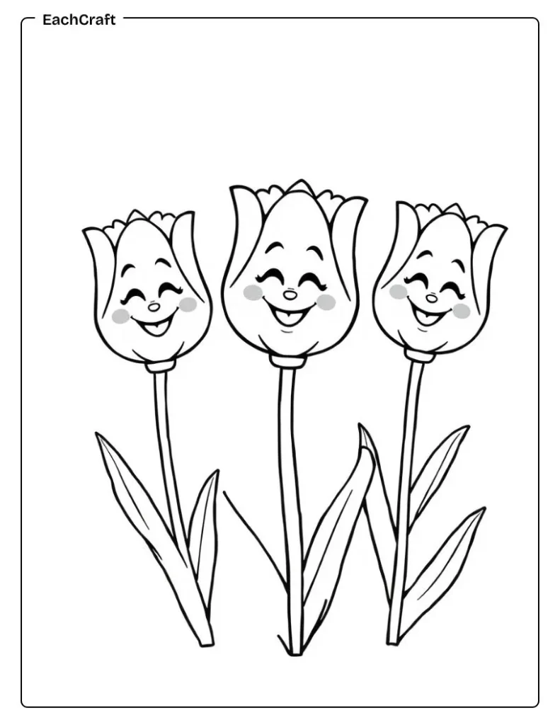 Talking tulips with smiling faces