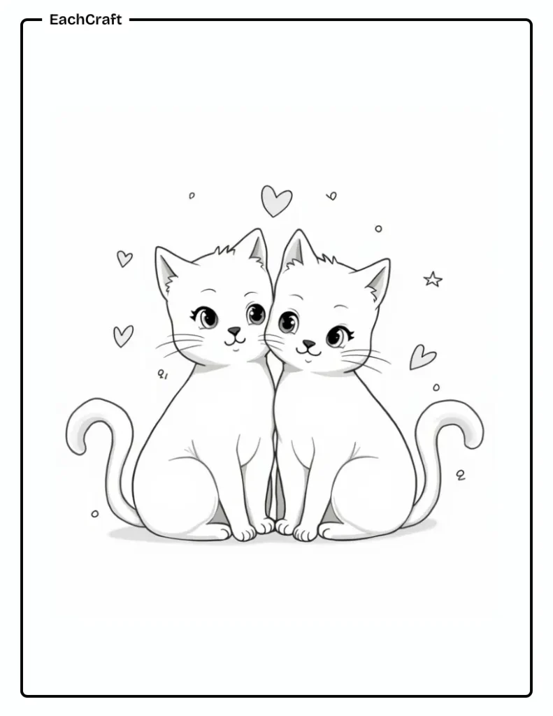 Two cats with tails forming a heart
