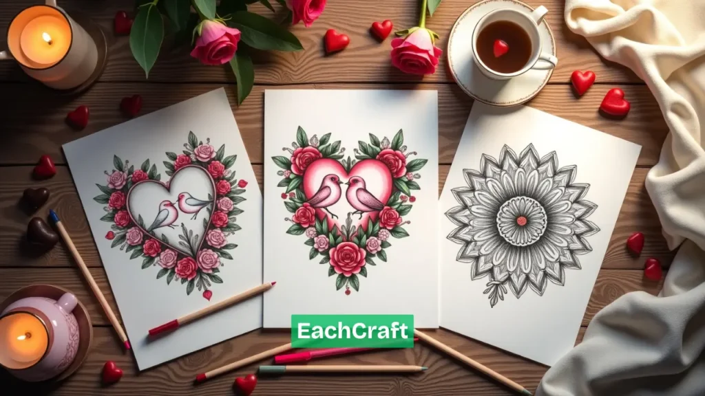 Valentine's day coloring page (pdf printables)