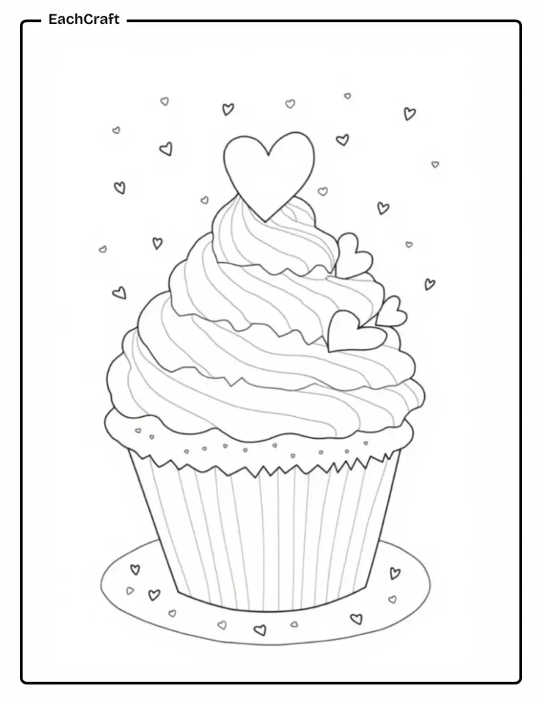 Valentine’s day cupcake with heart toppings
