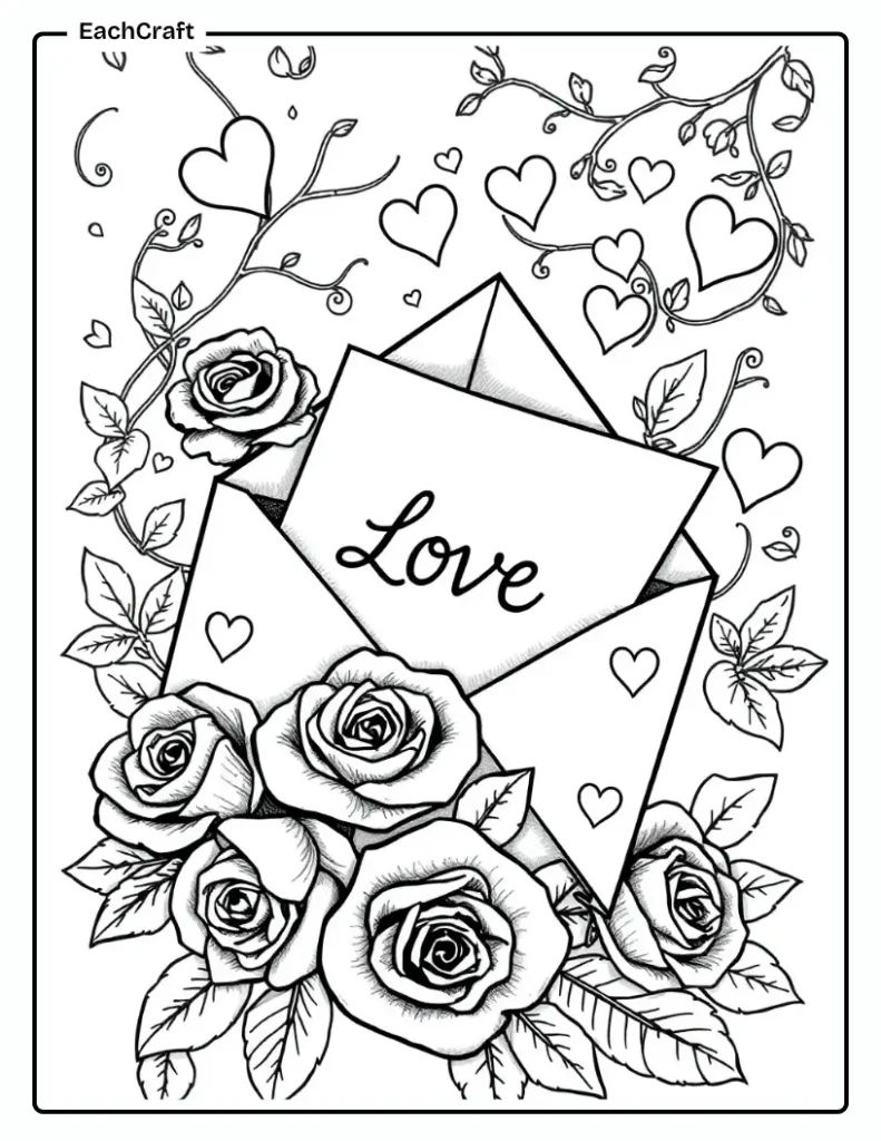 Valentine's Day love letter and roses